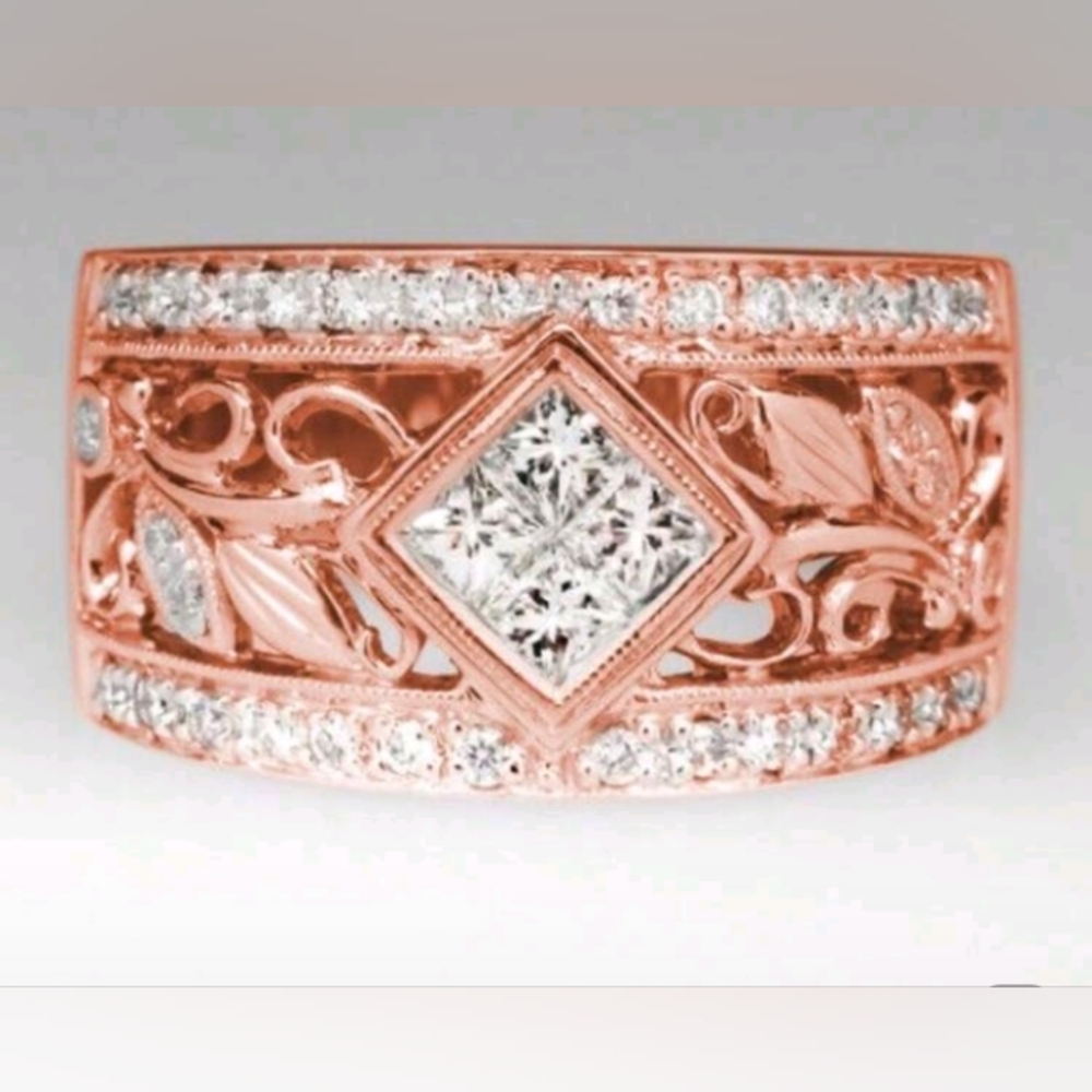 NEW Rose Gold CZ Diamond Ring, Size 6